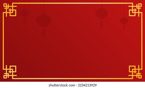 red chinese new year template background with lantern and golden frame suitable for greeting card. copy space background. new year vector background.