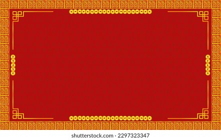 Un fondo rojo chino del año nuevo con marco dorado