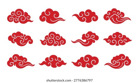 red chinese oriental cloud set