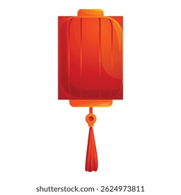 Red chinese paper lantern is hanging with tassel for asian new year celebration