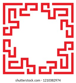 red chinese pattern frame, vector design china style