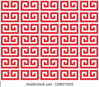 red chinese pattern seamless background, traditional vector illustration spiral style