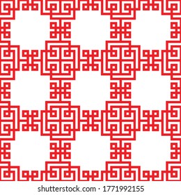red chinese pattern seamless on white background