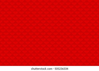 Red Chinese seamless pattern dragon fish scales simple Nature background with japanese wave circle vector art korean