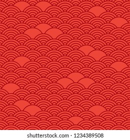 Red chinese seamless pattern, oriental background. Vector illustration