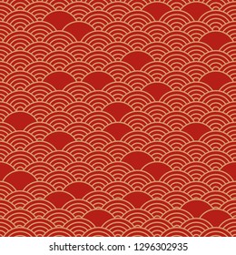 Red chinese seamless pattern, oriental background. Vector illustration