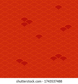 Red chinese seamless pattern, oriental background. Vector illustration