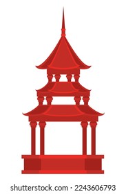 red chinese temple over white