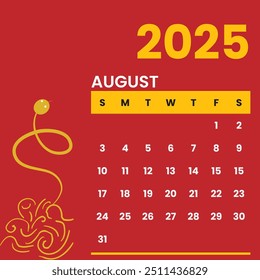 red chinese theme desk calendar 2025