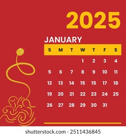 red chinese theme desk calendar 2025