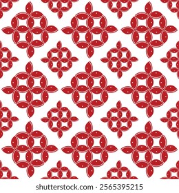 Red Chinese Traditional Pattern seamless. Red abstract flower vector for background or textile design