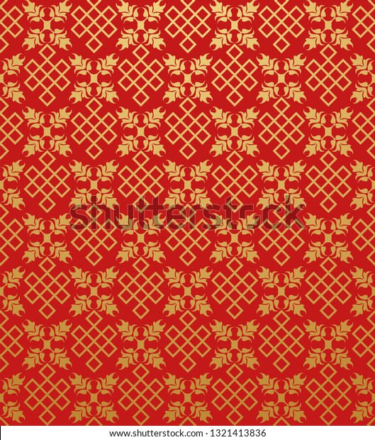 Red Chinese Wallpaper Background Texture Vector Stock Vector (Royalty