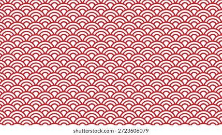 Arte vectorial inconsútil del modelo de la onda china roja. Fondo inconsútil japonés del modelo