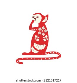 red chinese zodiac monkey over white