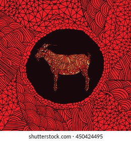 Red Chinese zodiac sign - Goat