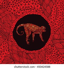 Red Chinese zodiac sign - Monkey
