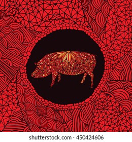 Red Chinese zodiac sign - Pig