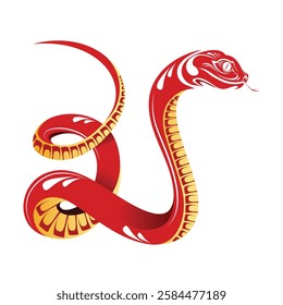 Red Chinese Zodiac Snake Vector Illustration for Lunar New Year, Fortune, and Horoscope