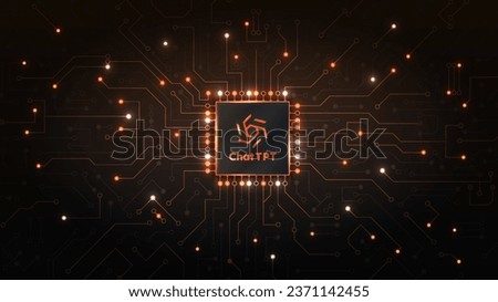 Red chip concept. Modern technologies and innovations. Machine learning and artificial intelligence. AI scheme with sparkles. Poster or banner. Realistic neon vector illustration