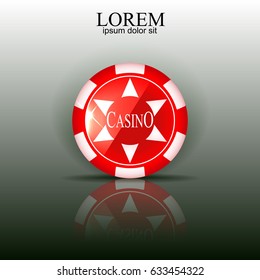 Red chips logo casino, with reflection. For your design.