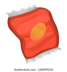 Red chips pack icon. Cartoon of red chips pack vector icon for web design isolated on white background