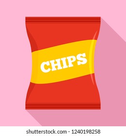 Red chips pack icon. Flat illustration of red chips pack vector icon for web design