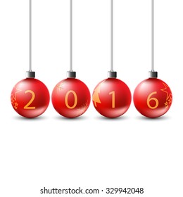 Red Chirstmas ball 2016,Happy New Year 2016