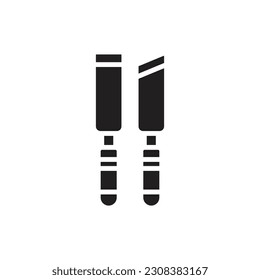 Red Chisel Filled Icon Vector Illustration