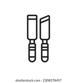 Red Chisel Outline Icon Vector Illustration