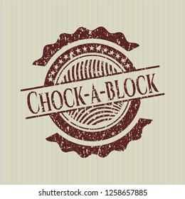 Red Chock-a-block distress grunge style stamp