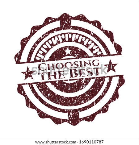 Red Choosing the Best distress rubber stamp with grunge texture