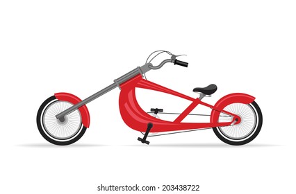 Red Chopper Bicycle isolated On White