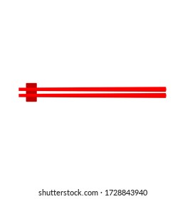 red chopsticks on chopsticks rest isolated on white background. vector illustration