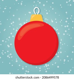 red chrismas bauble tree over snow texture- vector illustration