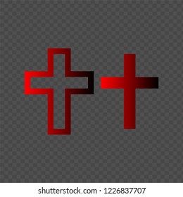 Red christian cross icon. Vector.