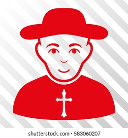 Red Christian Priest toolbar icon. Vector pictogram style is a flat symbol on diagonal hatch transparent background.
