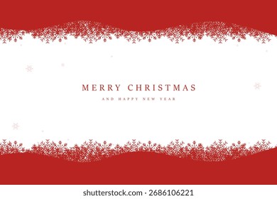 A Red Christmas Abstract background with Hanging Red snowflakes on Isolated Background with Merry Christmas and Happy New Year greeting card. Vector illustration