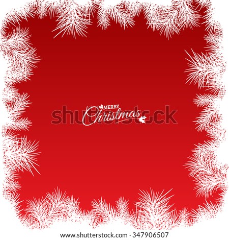 red christmas background with abstract white needles and text, vector illustration