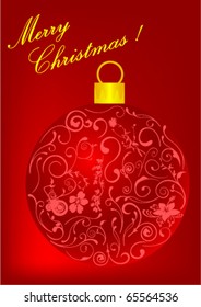 Red Christmas background with ball