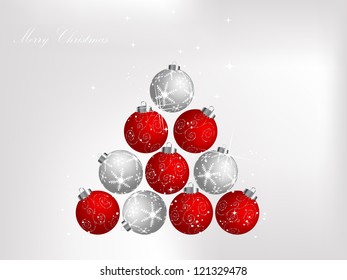 Red christmas background with balls