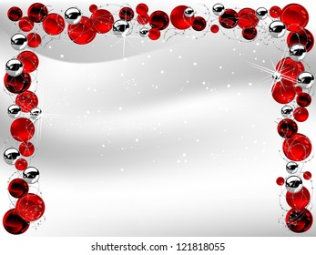 Red christmas background with balls
