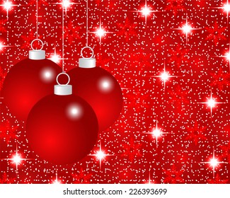 Red Christmas background with Christmas balls 