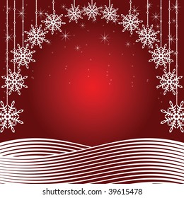 Red Christmas background. Colorful vector illustration.