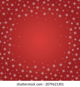 Red christmas background created with snowflakes