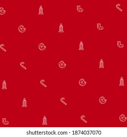 Red Christmas background with decorations and copy space. Concept of Xmas card. Vector