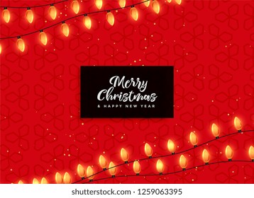 red christmas background with decorative lights