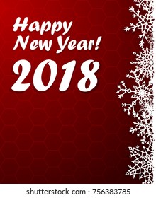 Red Christmas background design with snowflakes. Vector illustration.