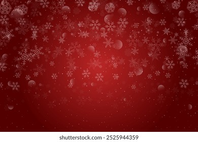 Fondo de Navidades rojas con copos de nieve y chispas que caen