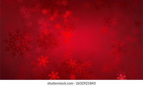 Fondo de Navidades rojas con el patrón de copos de nieve que cae