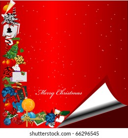 Red Christmas background with gift